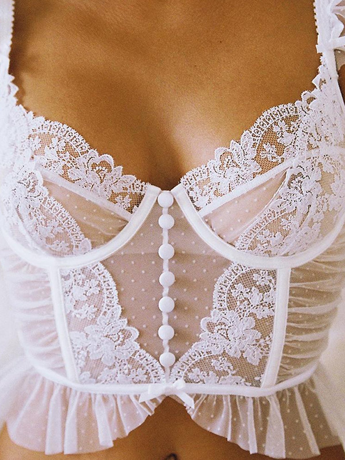 JazzHer Kamela Ruffle Detail Lace Corset Top