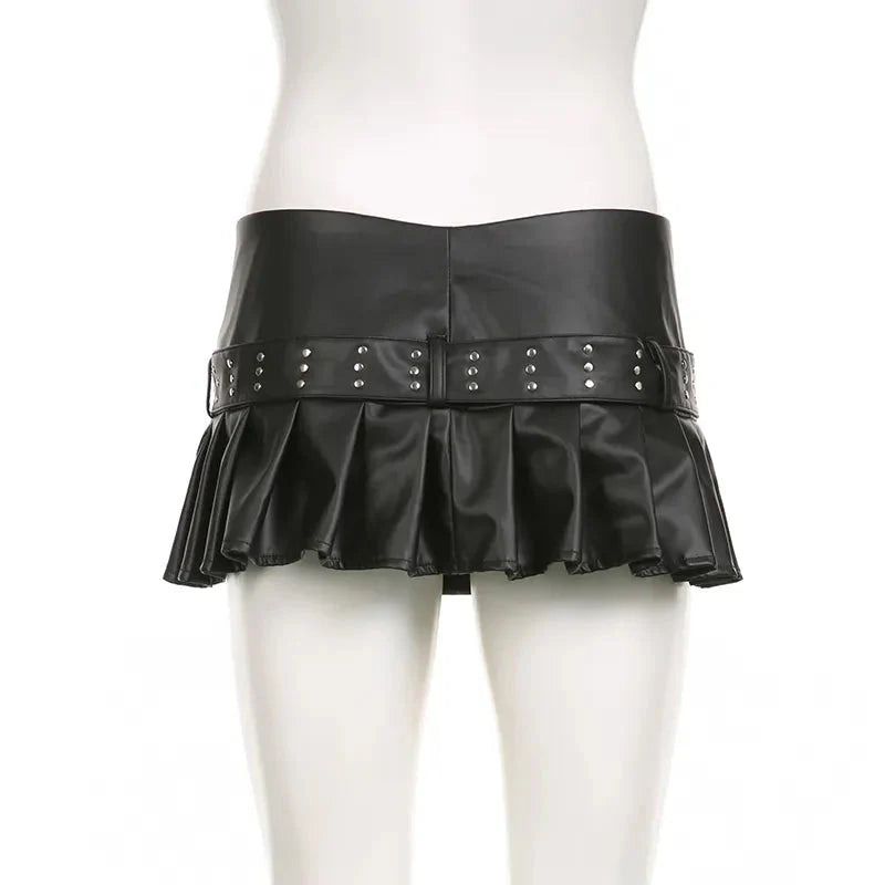 JazzHer Kasie Leather Super Mini Skirt