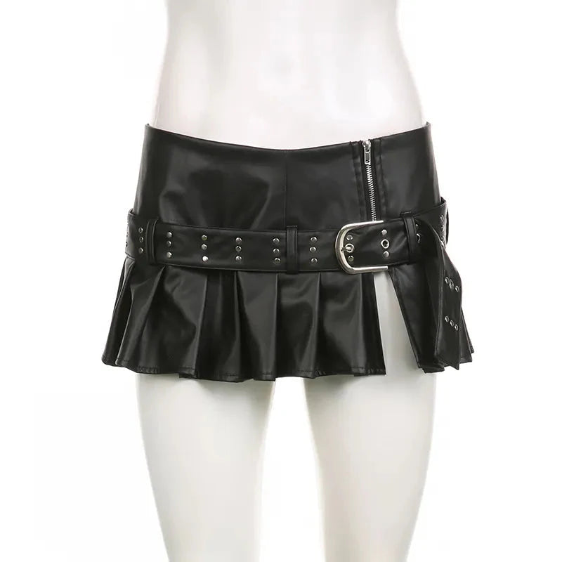 JazzHer Kasie Leather Super Mini Skirt