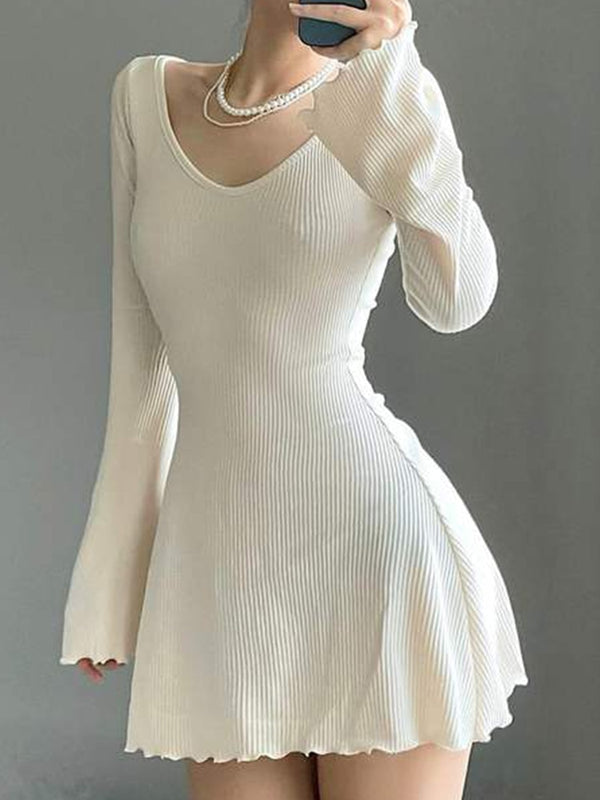JazzHer Lettuce Edge Flared Dress