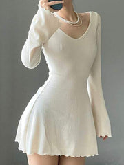 JazzHer Lettuce Edge Flared Dress