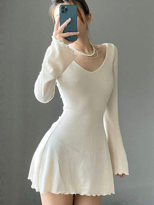JazzHer Lettuce Edge Flared Dress