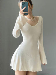 JazzHer Lettuce Edge Flared Dress