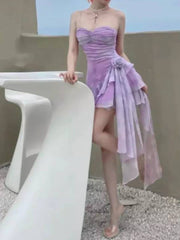 JazzHer Lilac Ruffles Assymetric Flower Mini Dress (PRE-ORDER)