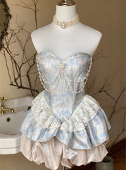 JazzHer Lolita Pearl Chain Layered Tube Mini Dress