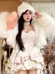 JazzHer Lolita Pearl Chain Layered Tube Mini Dress
