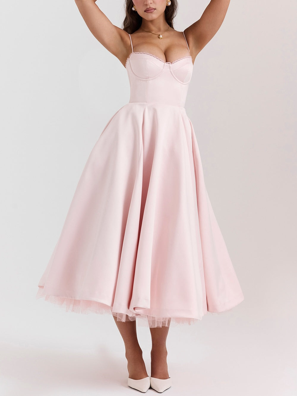 JazzHer Mademoiselle Ballerina Pink Midi Dress