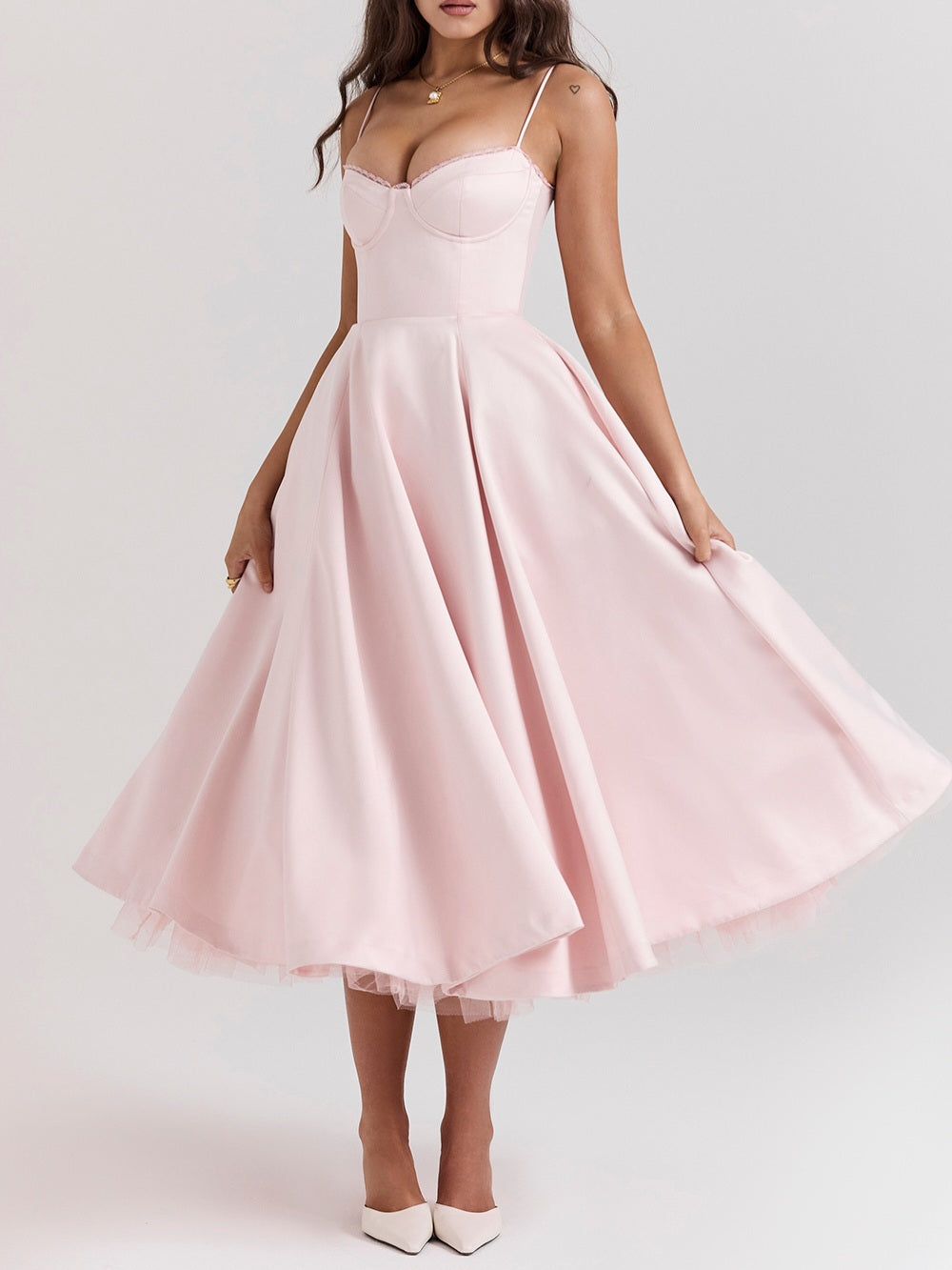 JazzHer Mademoiselle Ballerina Pink Midi Dress