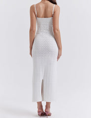 JazzHer Myla White Knit Maxi Dress