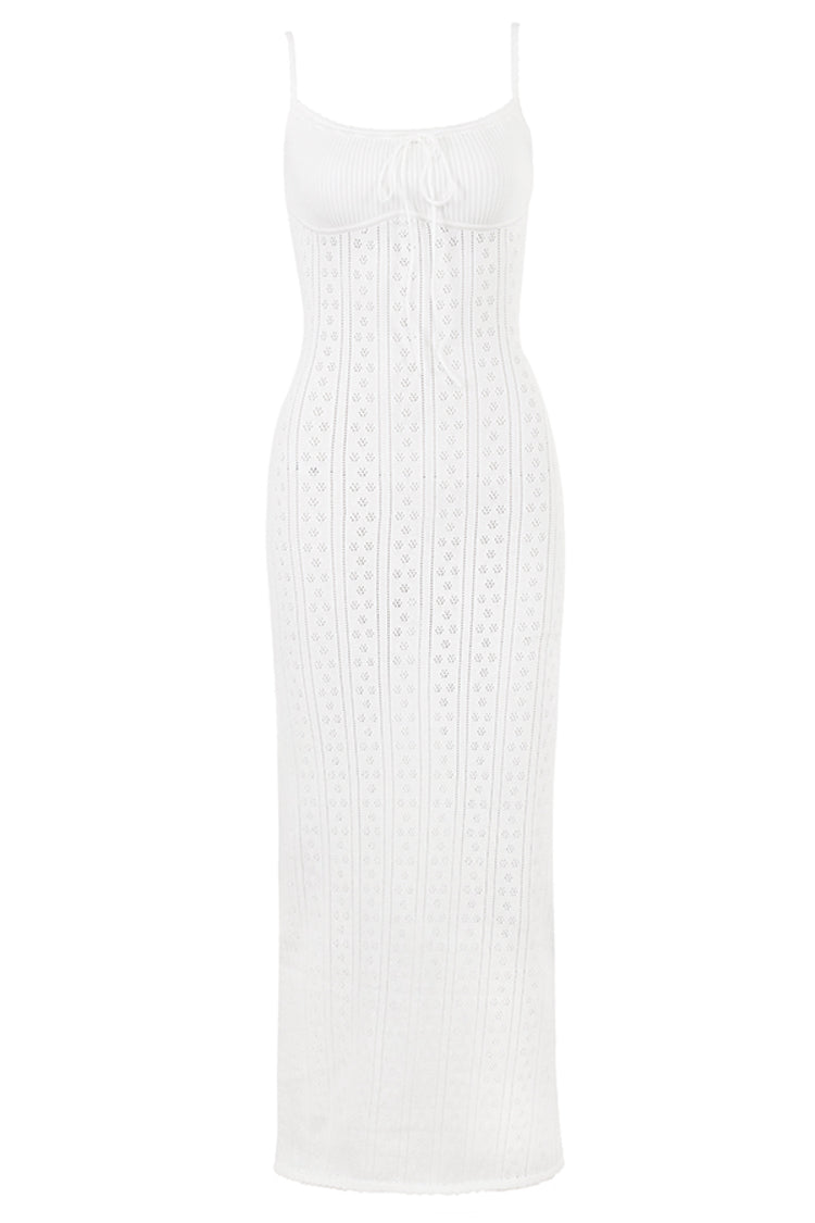 JazzHer Myla White Knit Maxi Dress