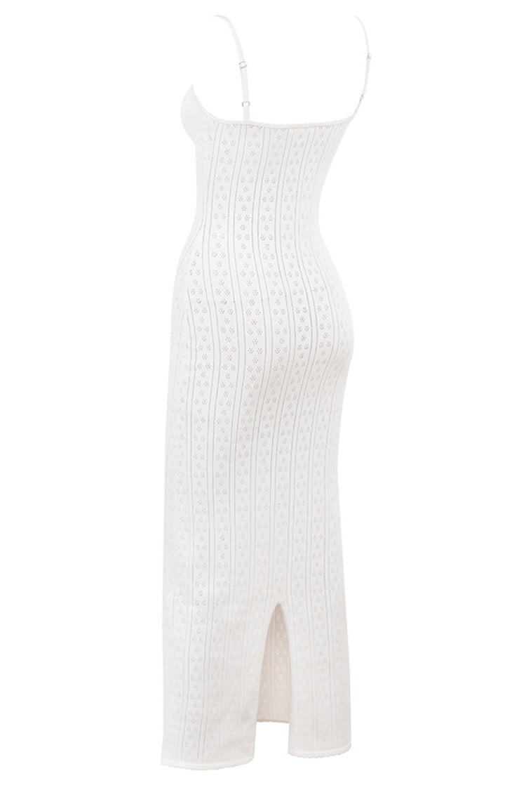 JazzHer Myla White Knit Maxi Dress