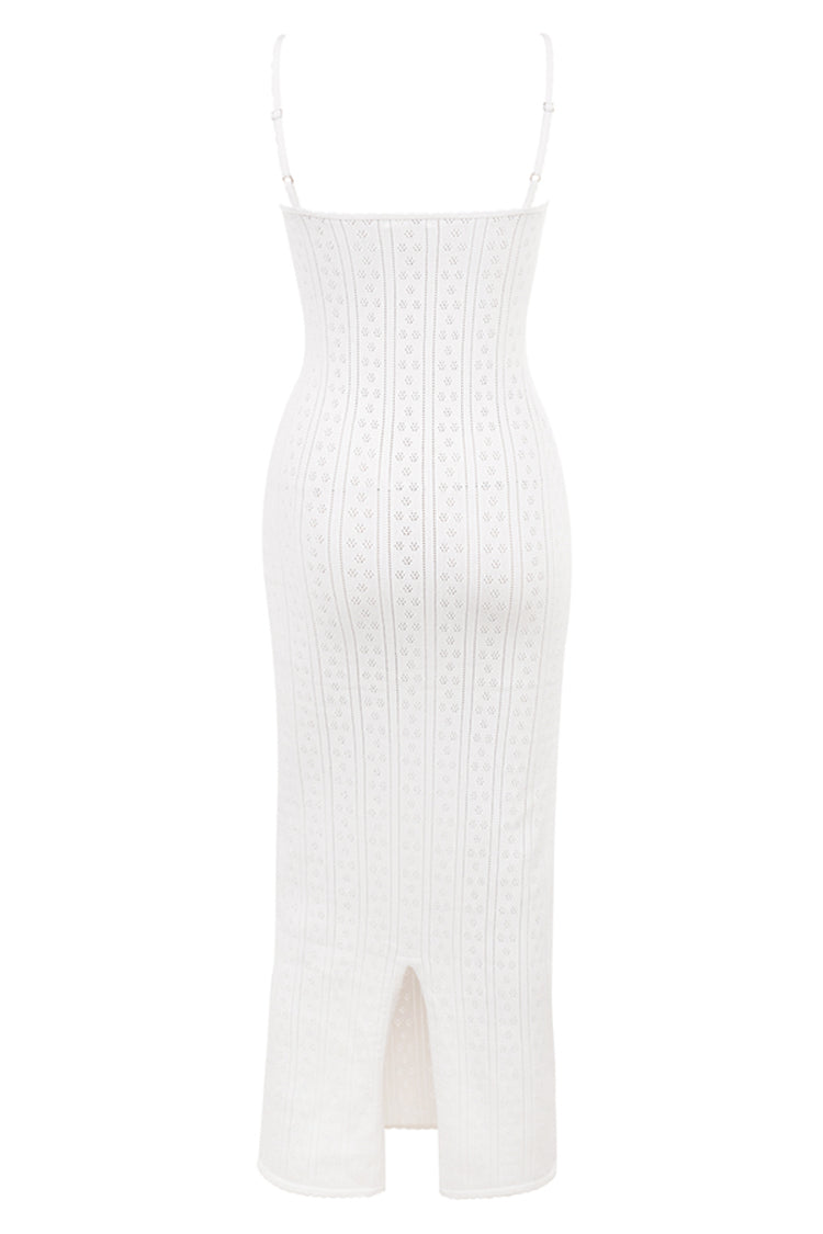 JazzHer Myla White Knit Maxi Dress