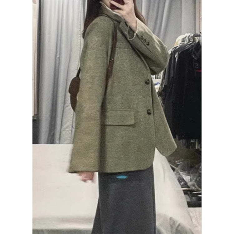 frat boy outfits Vintage Wool Variegated Woolen Suit Coat Coat Autumn and Winter Korean Style High-Grade Quilted Loose Suit