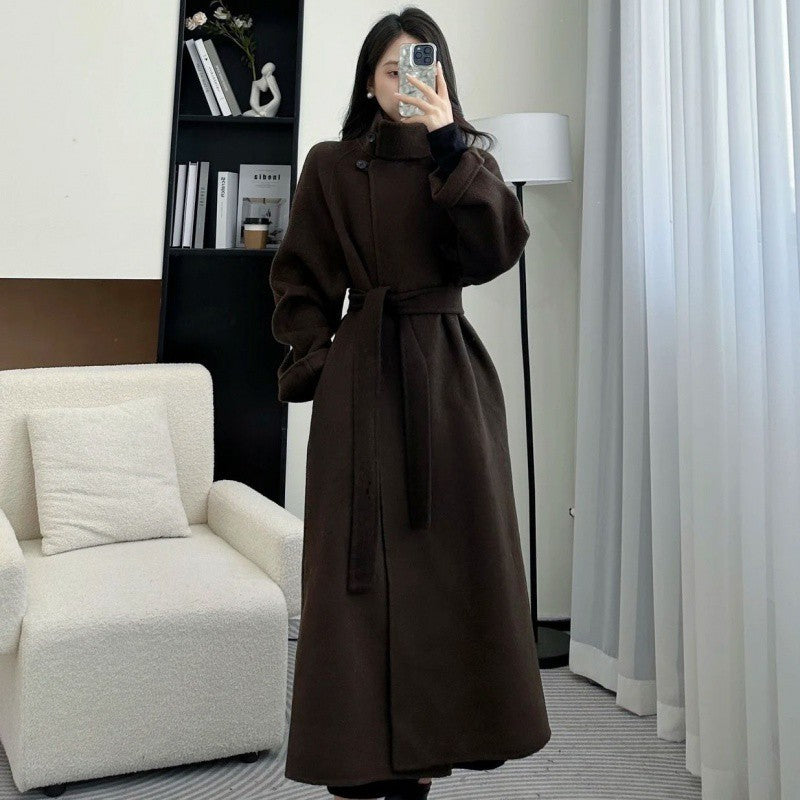 construction worker costume Factory Big Promotion New Year Battle Robe Super Long Stand Collar Cashmere Coat Thickened Design Wool Coat Maillard Series