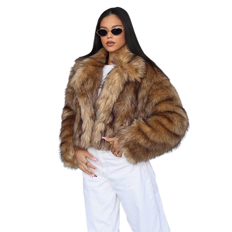 cold weather outfits 2024 Autumn and Winter Short Faux Fur Coat Fashion Street Trend Loose