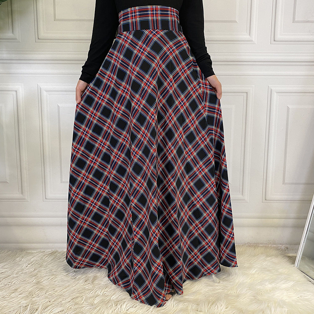 outfit inspo fall Fashion Casual Waist Slimming Scottish Skirt 3052