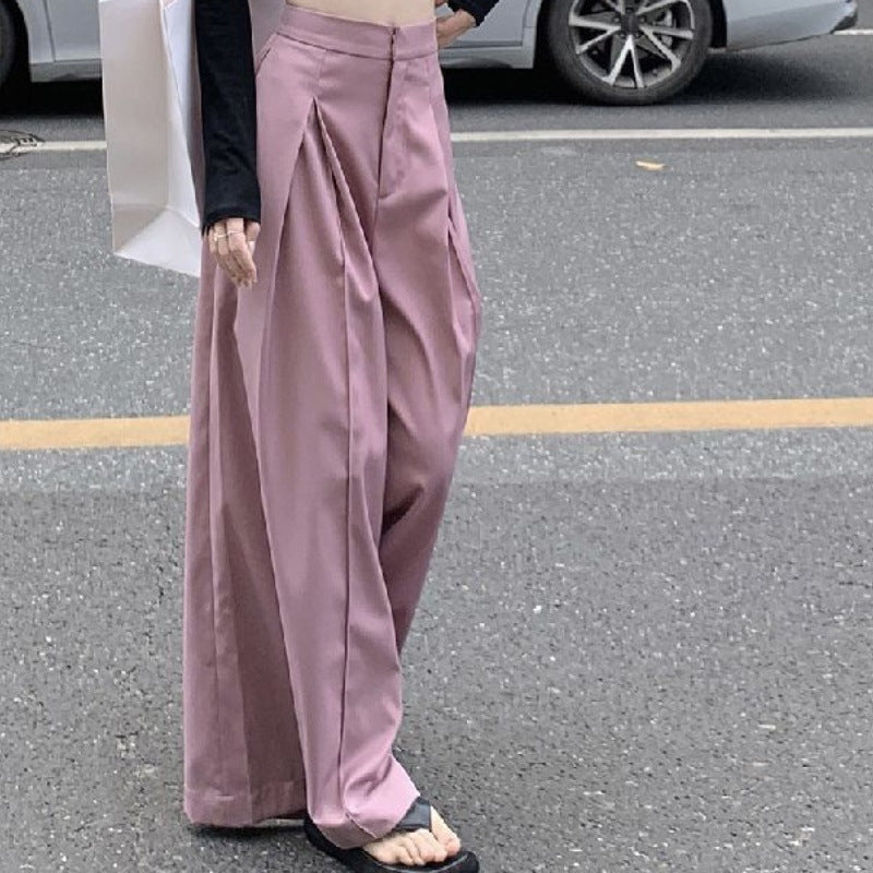 men’s outfits Pleated Wide-Leg Pants for Women 2024 Autumn New High Waist Straight Suit Pants Casual Draping Texture Pants