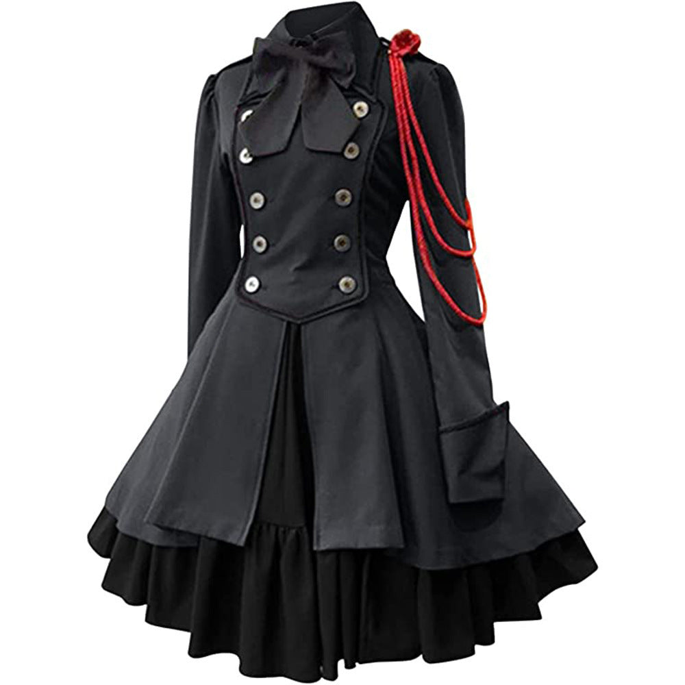 Medieval Cos Clothing Renaissance Gothic Dress Vintage Bow Ruffled Punk Cosplay Skirt