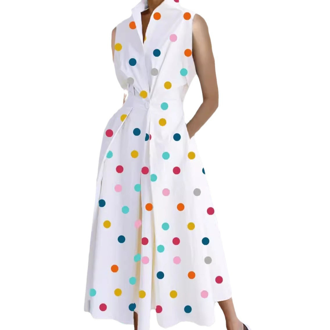 avant garde dress to impress Dress 2024 Summer New Commuter Fashion Polka Dot V-neck Women's Button Fishtail Skirt