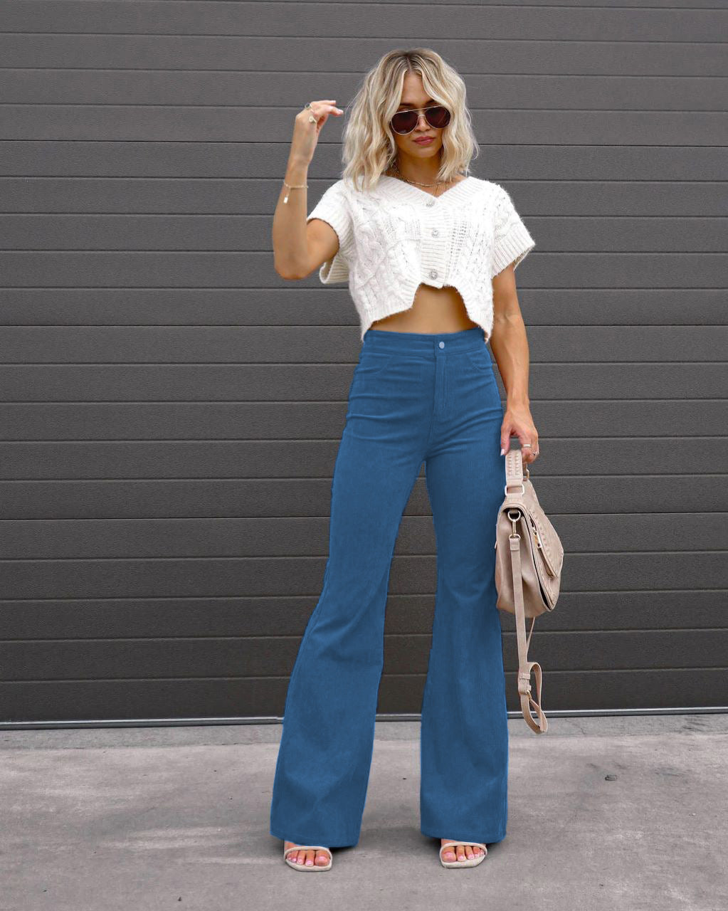 business casual outfits Winter New Pure Color Corduroy Elegant Women's Trousers Slim Pants High Waist Casual Pants