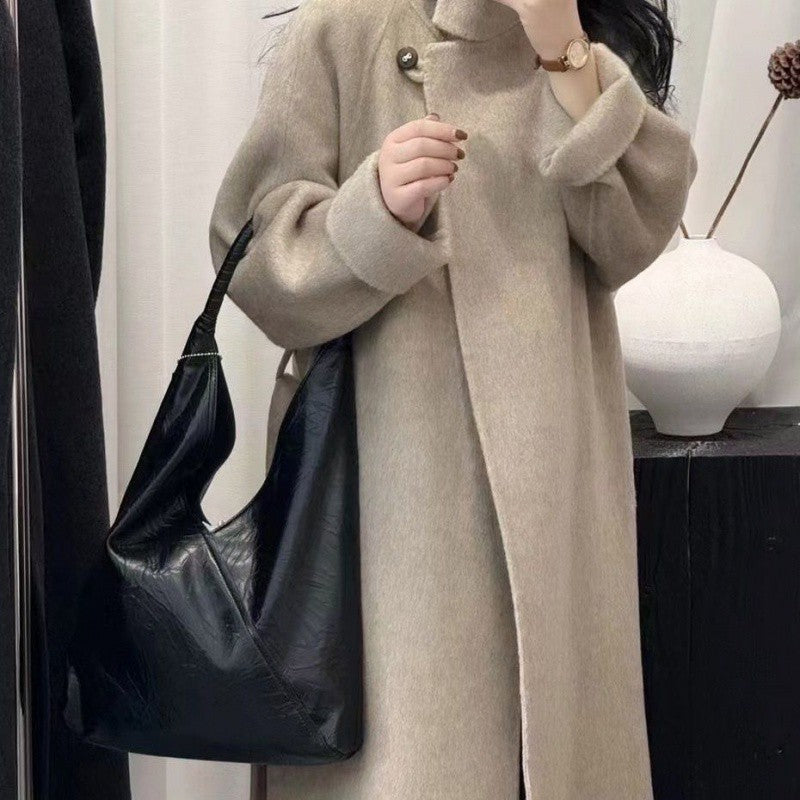 construction worker costume Factory Big Promotion New Year Battle Robe Super Long Stand Collar Cashmere Coat Thickened Design Wool Coat Maillard Series