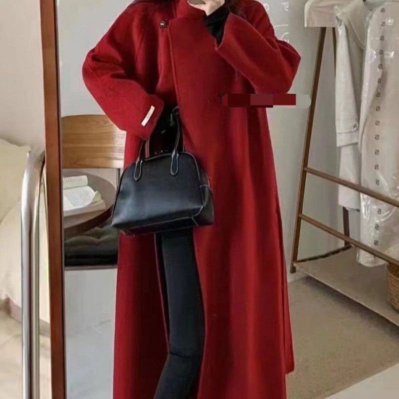 construction worker costume Factory Big Promotion New Year Battle Robe Super Long Stand Collar Cashmere Coat Thickened Design Wool Coat Maillard Series