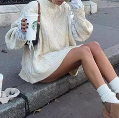 2024 fall fashion trends New Knitwear Loose round Neck Lazy Twist Sweater Women's Autumn and Winter Fake Two Pieces Comfortable Warm