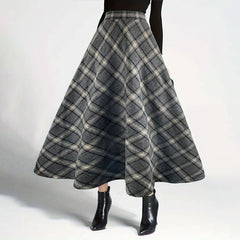 outfit inspo fall Women's Autumn and Winter Plaid Woolen Skirt Thickened Retro plus Size A- line Skirt High Waist Long Dance Skirt Women's Skirt