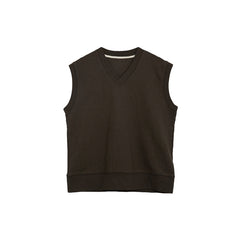 2024 fall fashion trends Korean Style Versatile Loose V-neck Design Sleeveless Sweater Vest Women's Four Seasons Wearable Simple Temperament Solid Color Top Fashion