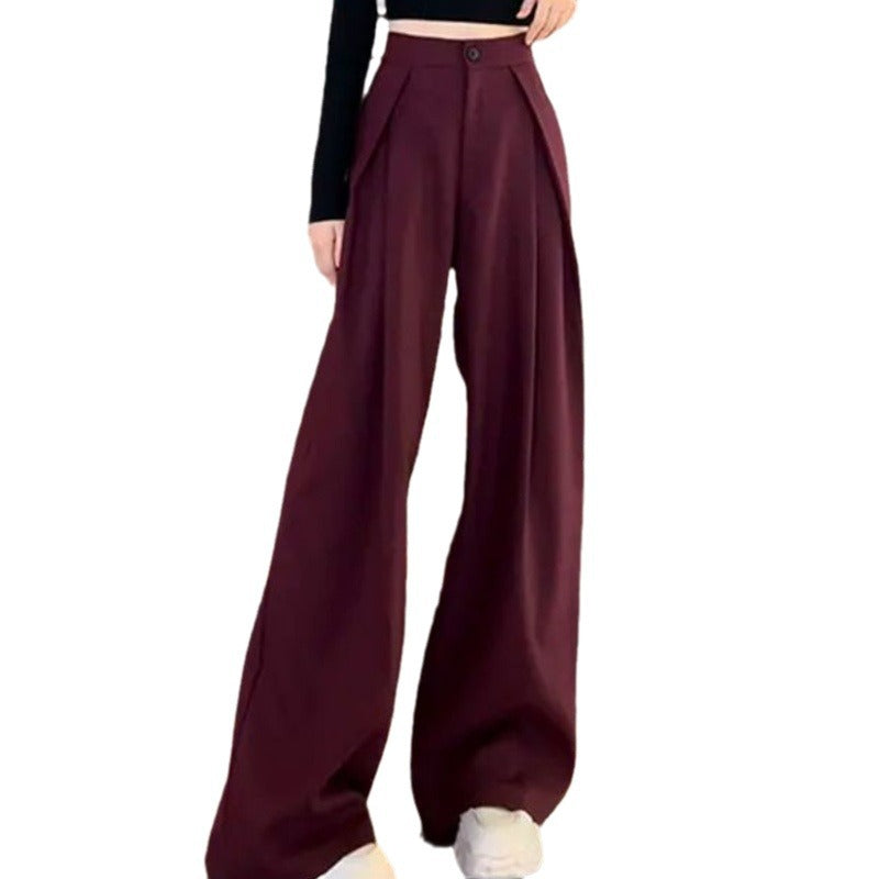 men’s outfits Pleated Wide-Leg Pants for Women 2024 Autumn New High Waist Straight Suit Pants Casual Draping Texture Pants