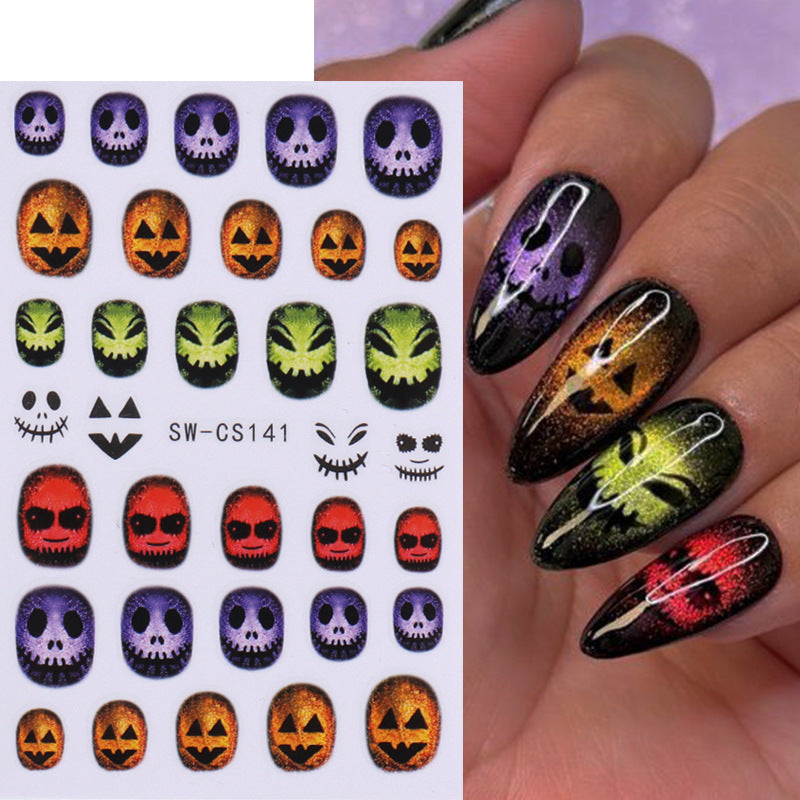 men’s fall fashion 2024 20.24 Million Holy Festival Nail Sticker 3D Cartoon Funny Skull Spider Blood Drop Nail Adhesive Sticker