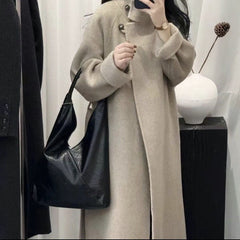 construction worker costume Factory Big Promotion New Year Battle Robe Super Long Stand Collar Cashmere Coat Thickened Design Wool Coat Maillard Series