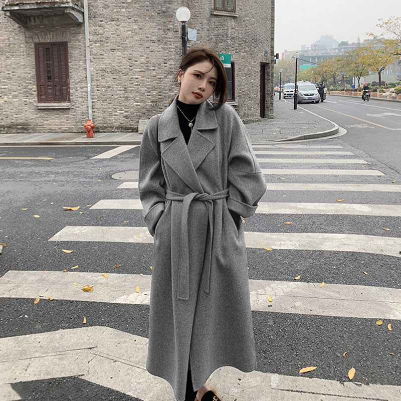 streetwear men outfits New Sicilian Lazy Coat Elegant Double-Sided Cashmere Extended Loose plus Size High-Grade Woolen Coat