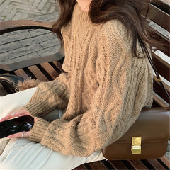 womens fashion Women's Korean-Style Sweater New Gentle Lazy Style Niche Twist Sweater