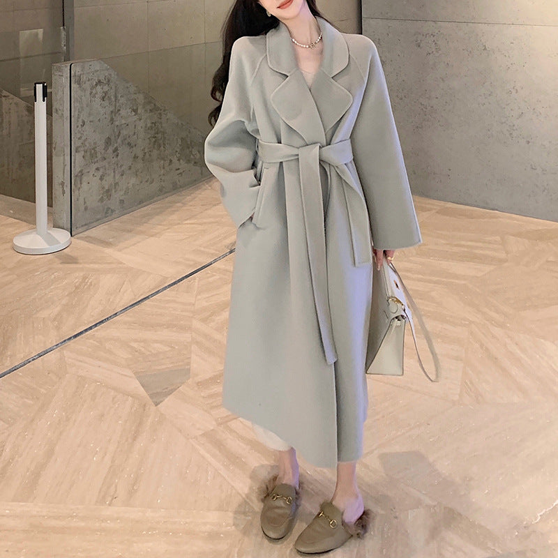 streetwear men outfits Heavy Industry High-Grade Wool Elegant Double-Sided Cashmere Coat Female Hepburn Style Woolen Coat Female Autumn and Winter