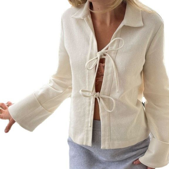 classy outfits men Spring Lace-up Cardigan Single-Wear Women's Sexy Small Coat