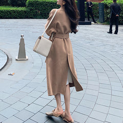 streetwear men outfits Heavy Industry High-Grade Wool Elegant Double-Sided Cashmere Coat Female Hepburn Style Woolen Coat Female Autumn and Winter