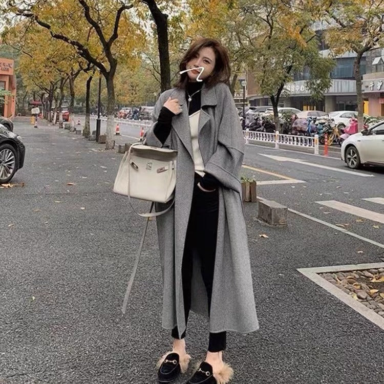 streetwear men outfits New Sicilian Lazy Coat Elegant Double-Sided Cashmere Extended Loose plus Size High-Grade Woolen Coat