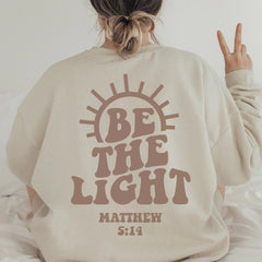 christian apparel Autumn and Winter New round Neck Be the Light Letter Print Text Sweater for Women