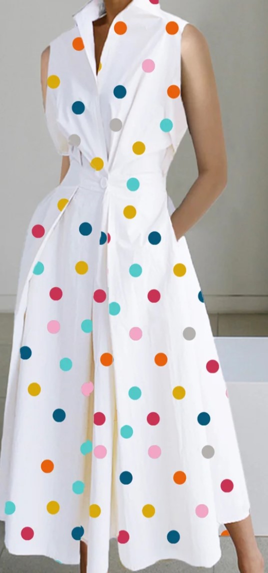 avant garde dress to impress Dress 2024 Summer New Commuter Fashion Polka Dot V-neck Women's Button Fishtail Skirt