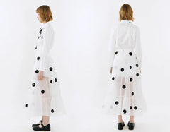 Jazzher Black And White Polka Dot Patch Organza Skirt