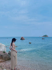 JazzHer-Seaside Vacation Dress Classy Atmosphere Photography Goddess Wear Wide Hem Flowy Fairy Suit Skirt