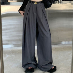 men’s outfits Pleated Wide-Leg Pants for Women 2024 Autumn New High Waist Straight Suit Pants Casual Draping Texture Pants