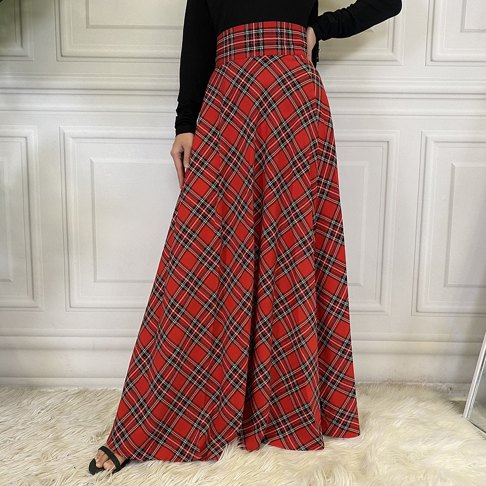 outfit inspo fall Fashion Casual Waist Slimming Scottish Skirt 3052