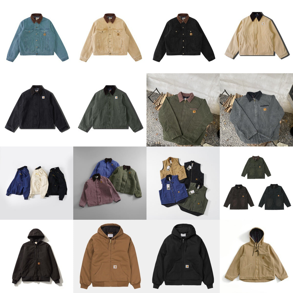 hipster Kahart Style Canvas American Lapel Workwear Jacket Classic Detroit Coat Men's and Women's Hooded Jacket Fashion