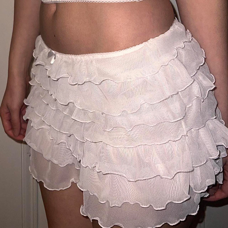 JazzHer Opal Mesh Multi-Layered Mini Skirt