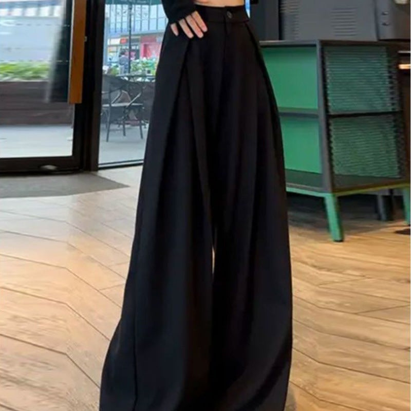 men’s outfits Pleated Wide-Leg Pants for Women 2024 Autumn New High Waist Straight Suit Pants Casual Draping Texture Pants