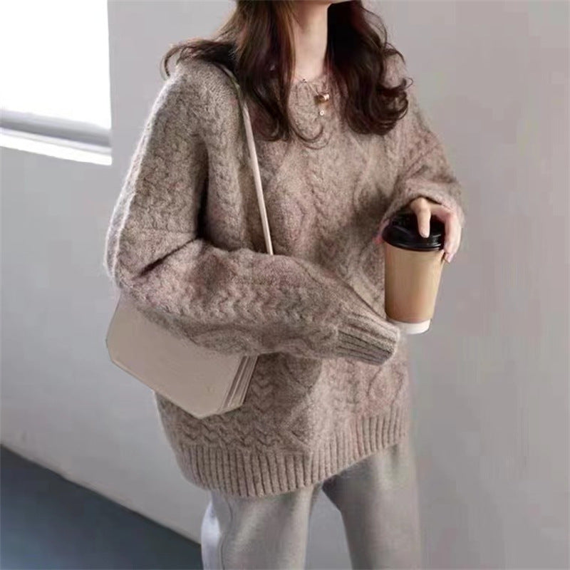 soulja boy outfits Women's Knitted Sweater 2024 Autumn and Winter Women's Twist Loose Lazy Style Top Pullover Bottoming Shirt