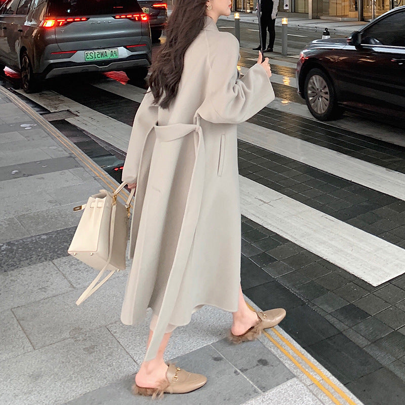 streetwear men outfits Heavy Industry High-Grade Wool Elegant Double-Sided Cashmere Coat Female Hepburn Style Woolen Coat Female Autumn and Winter