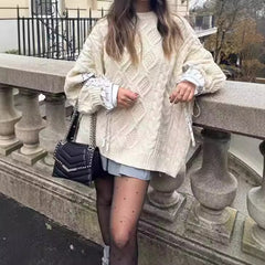 2024 fall fashion trends New Knitwear Loose round Neck Lazy Twist Sweater Women's Autumn and Winter Fake Two Pieces Comfortable Warm